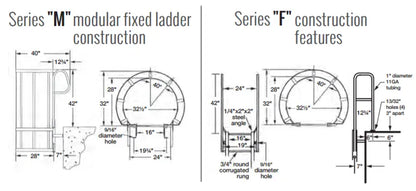 Fixed Steel Ladders with Walk Thru Handrails